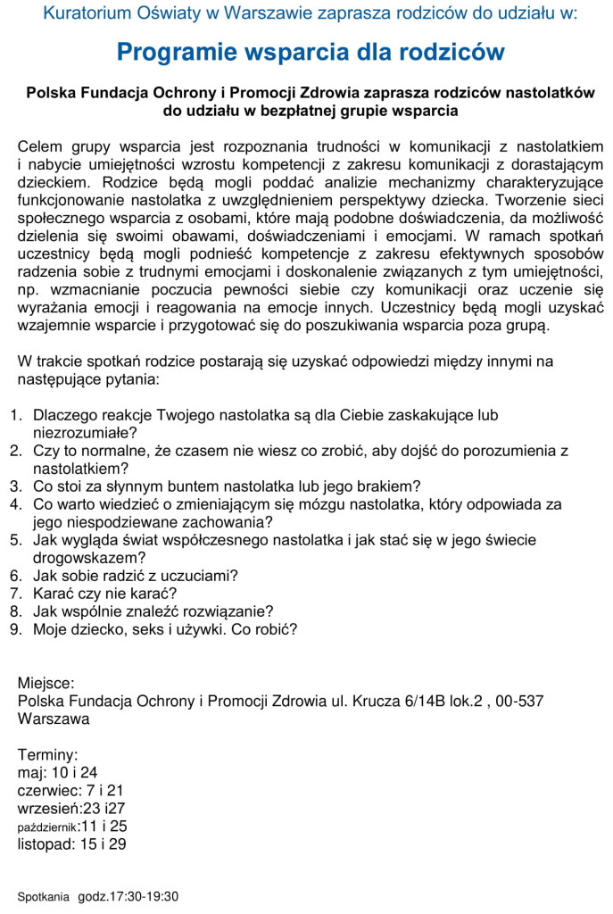 Kuratorium Oświaty w Warszawie zaprasza rodziców do udziału w-1