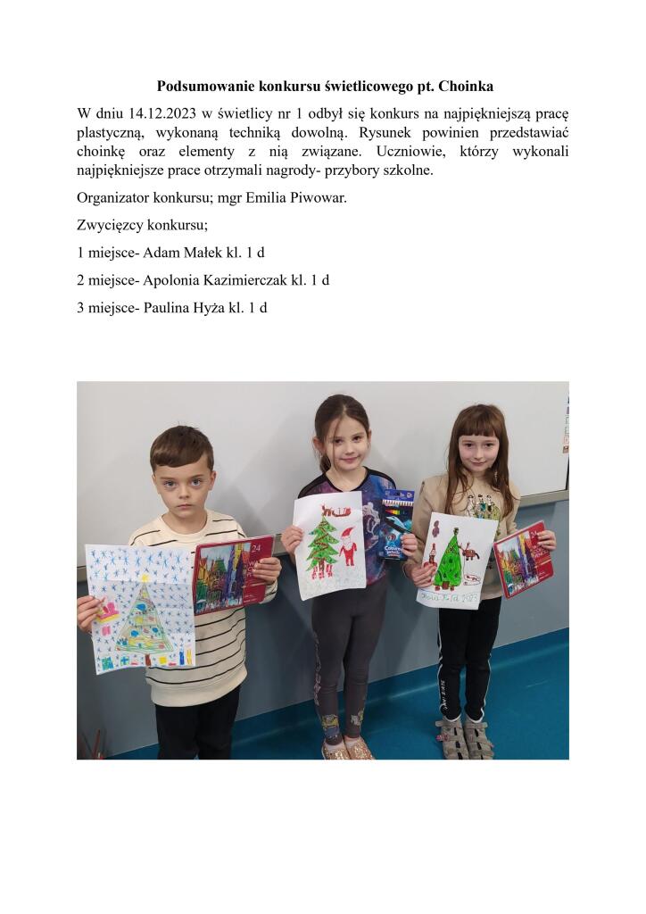 Konkurs świetlicowy pt. Choinka